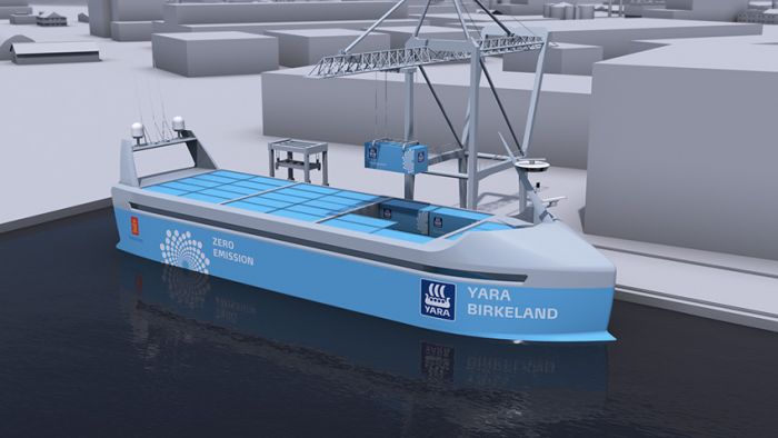 Yara y Kongsberg construyen barco autónomo eléctrico