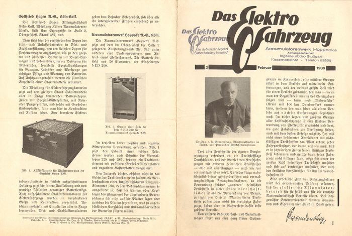 Das Elektrofahrzeug Revista Alemana de los años 30
