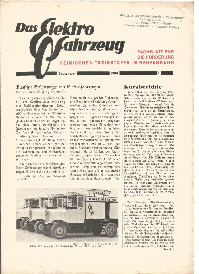Das Elektrofahrzeug 1936-1941